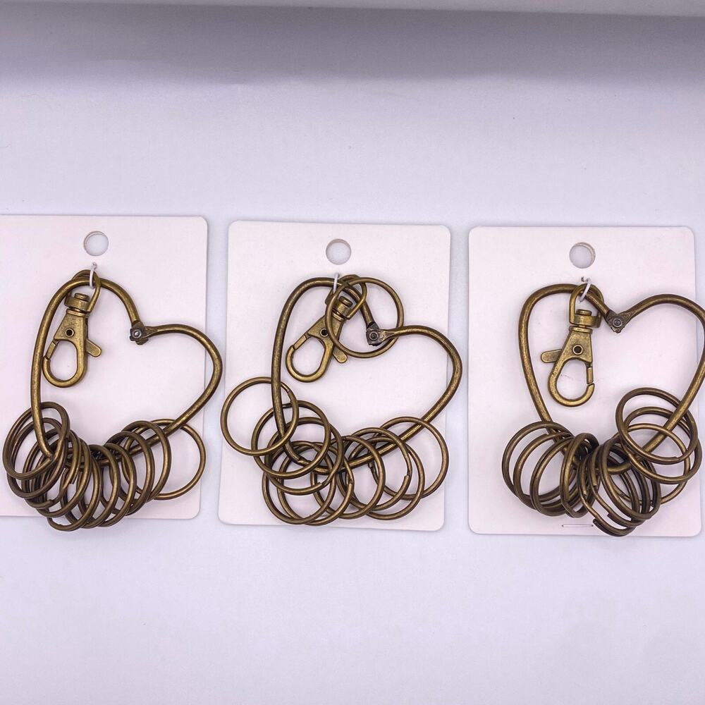 3‎ sets Vintage Antique Bronze Plated Keyring Lobster Clasp Key Holder Set